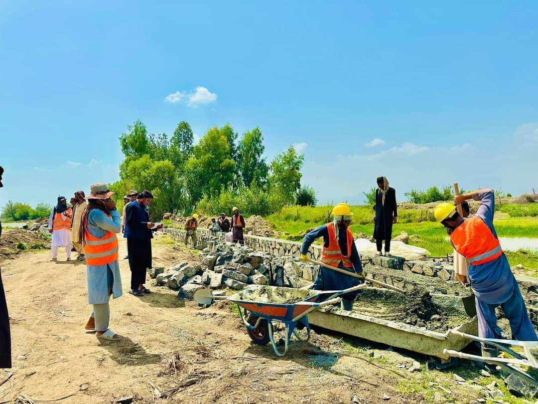 Foundation of stone of 1250 meters long canal laid in Khost